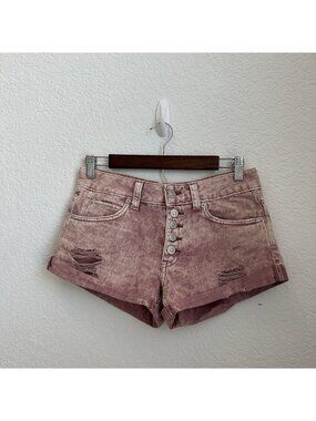 We the Free People Women's Size 24 US Pink Cotton Denim Cut Off Jean Short